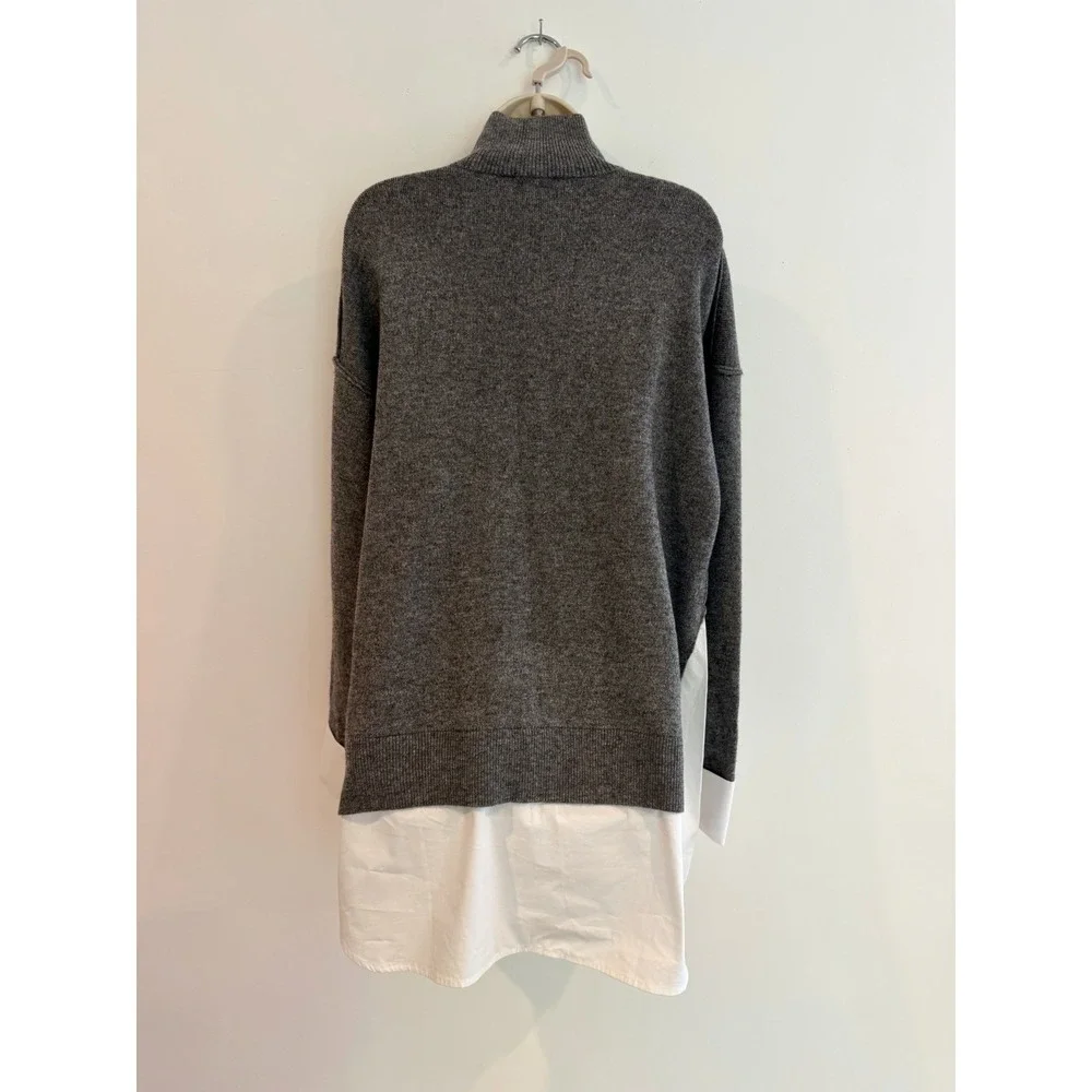 Zara Turtleneck Sweater & Layered Poplin Shirt NWT Sz L Gray Wool Blend Relaxed - Picture 8 of 10
